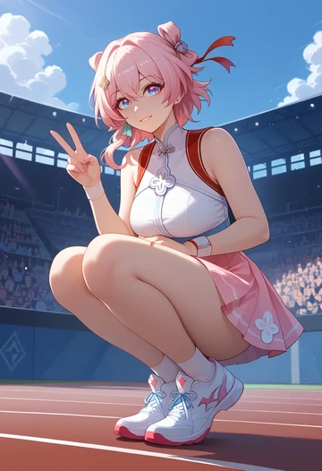 star rail,march 7th,tennis skirt  - AI generated anime art